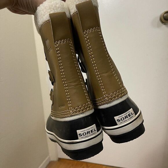 SOREL Caribou yoot pac Winter waterproof sherpa line lace up brown boots youth 1 - Picture 6 of 11